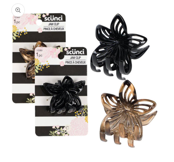 Scunci by Conair Floral Jaw Clip Brown