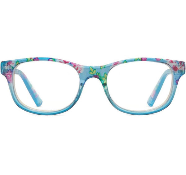 icu eyewear kids screen vision blue light filtering oval glasses -blue floral