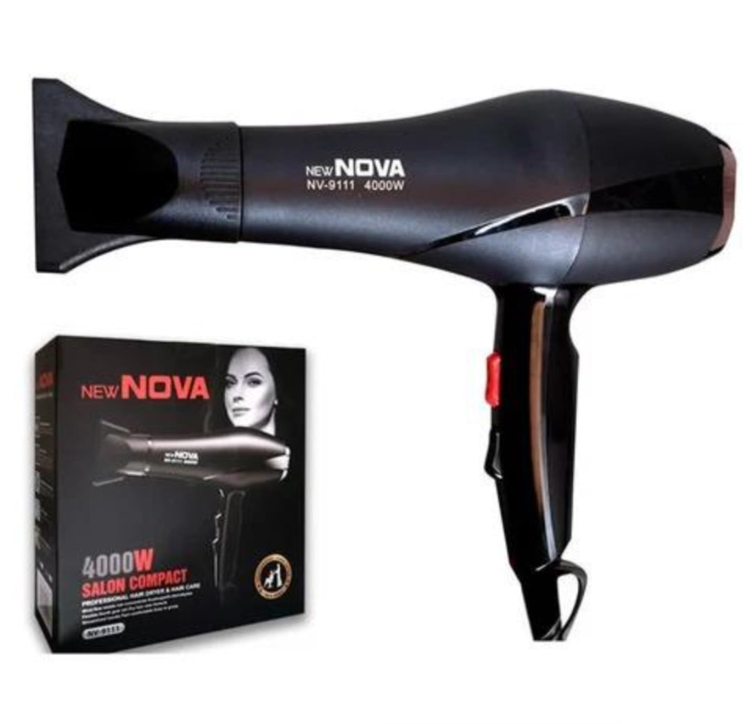 New Nova 4000W Salon Compact Hair Dryer NV-9111 - Black
