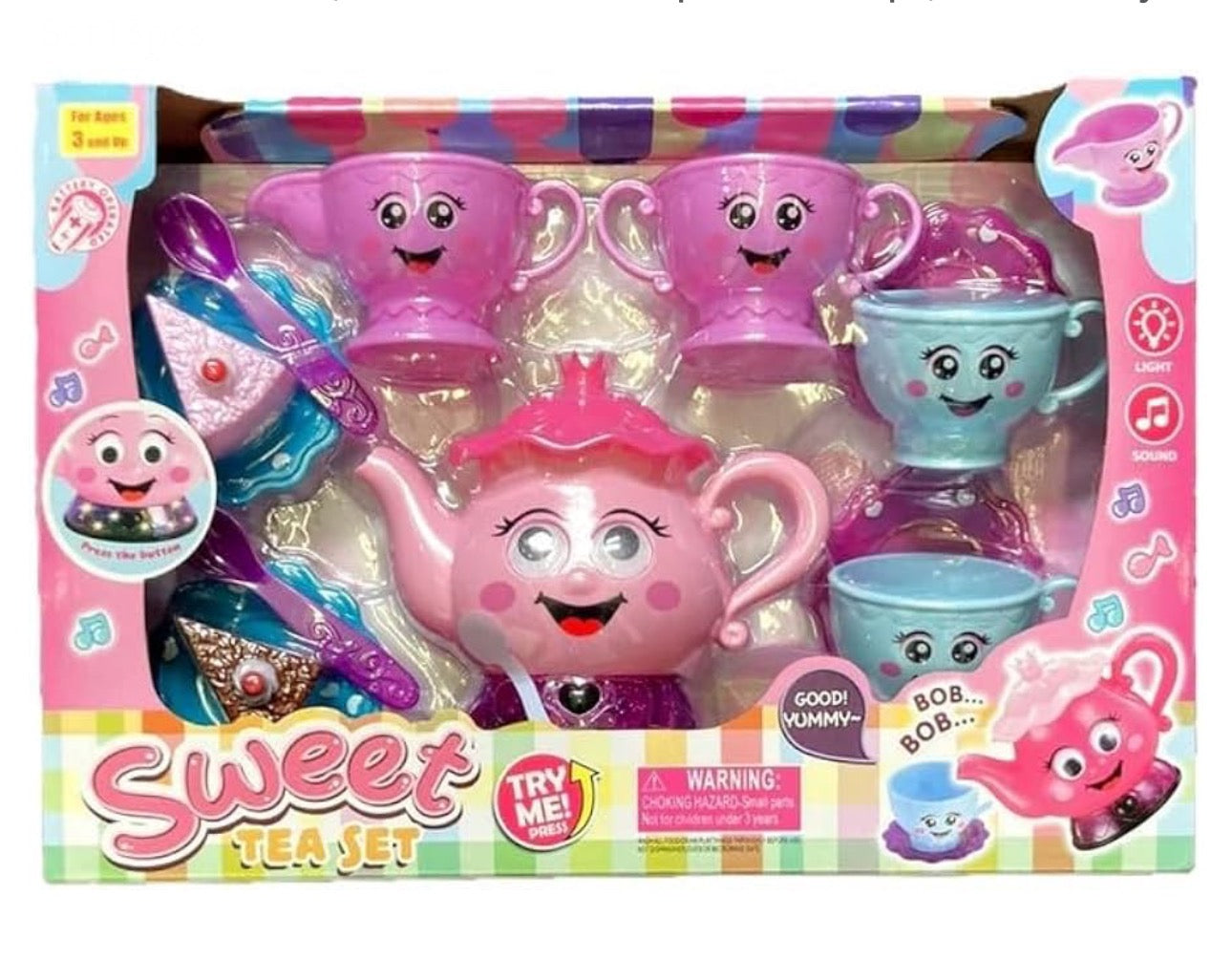 Sweet Tea 13pcs Pretend Play Kitchen Tea Set with Light and Sound