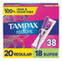 tampax radiant duopack regular/super absorbency unscented plastic tampons 38ct