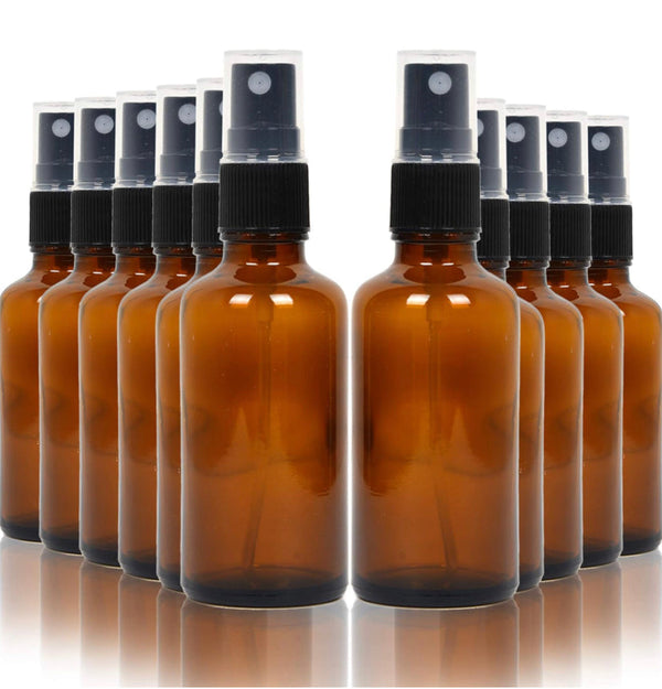 16 Pack Empty Amber Glass Spray Bottles, 2 Ounce Empty Refillable Containers