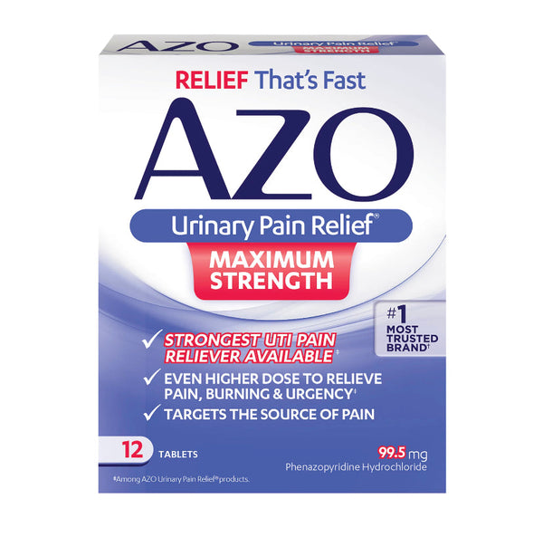 azo maximum strength urinary pain relief uti pain reliever 12 tablets