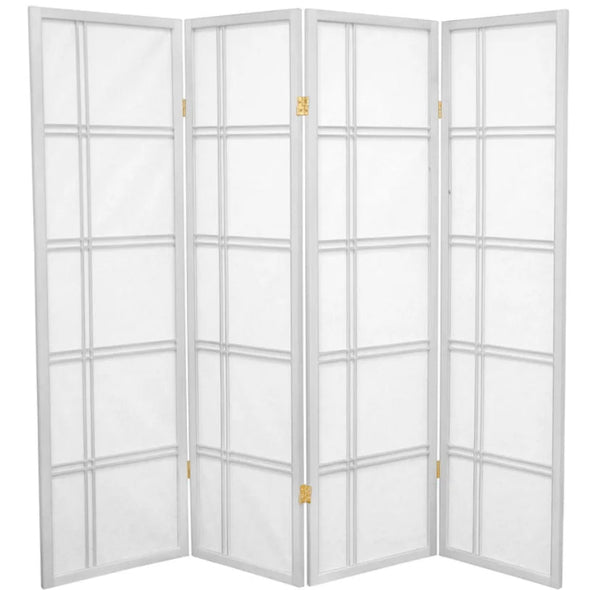 White 4 Panel Room Divider Partition - (17.25"L x 1"W x 70.5"H each panel)