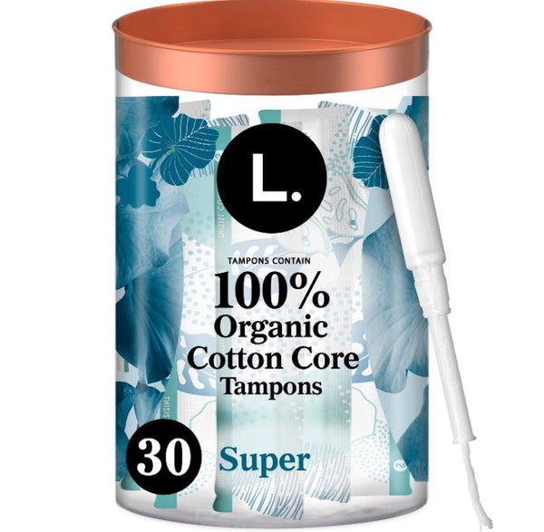L organic cotton full size tampons super 30ct