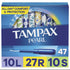 tampax pearl tampons trio with plastic applicator and leakguard briad light/regular/super absorbency unscented 47ct