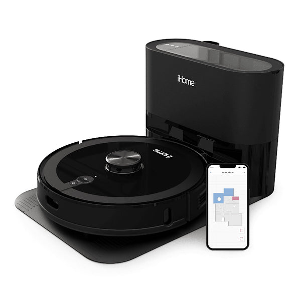 iHome AutoVac Nova Pro 3-in-1 Robot Vacuum and Vibrating Mop with LIDAR Navigation and Auto Empty Base, 2700pa Strong Suction, Recharge and Resume, Alexa/Google and App Control ***USED***