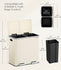 SONGMICS 2 x 10.6 Gallon Garbage Trash Can 2 Compartments Foot Pedal Soft Close Lid - Almond