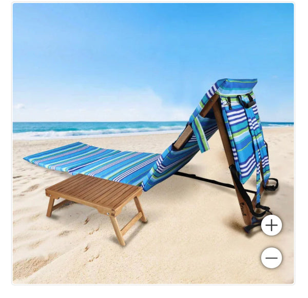 Melino Beach Lounger with Tray Table Stripes