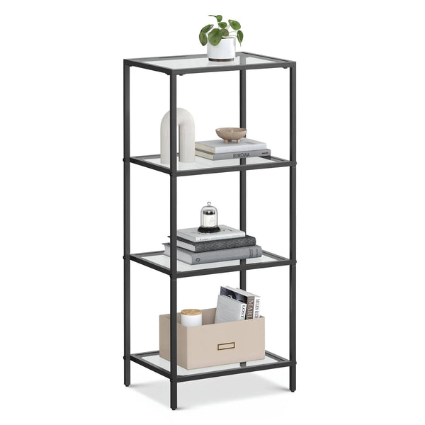 VASAGLE Bookcase 4-Tier Bookshelf Slim Shelving Unit