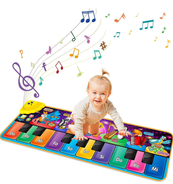 Kids Musical Piano Mats with 25 Music Sounds,Musical Toys Baby Floor Piano Keyboard Mat Carpet Animal Blanket Touch Playmat