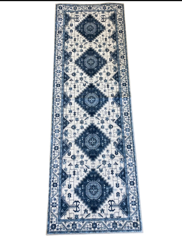 24"x 72" Wyatt & Ash Washable Runner Rug Cyrus - Blue