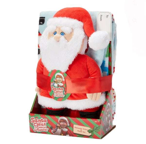 Santa Clause is Coming to Town Holiday Hugger Pillow and Throw Gift Set