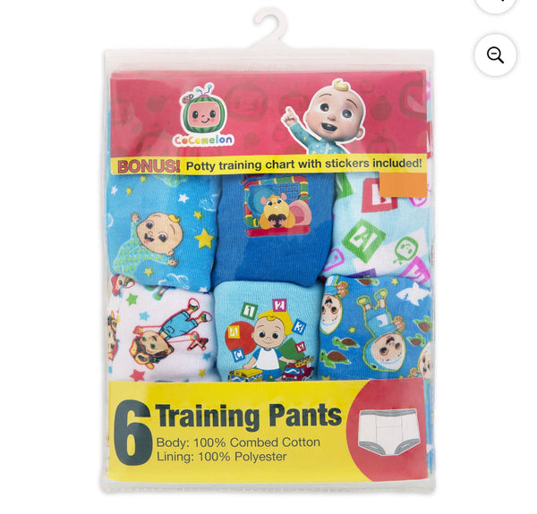 Cocomelon 6 Pack Boys Training Pants - Size 2T