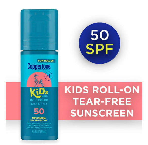 copperstone kid roll on sunscreen lotion spf 50 with blue color 2.5 fl oz