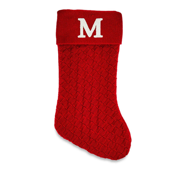 Red Knit Monogram Stocking, Letter M, 18 in, by Holiday Time