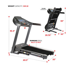 Sunny Health & Fitness Heavy Duty Treadmill for Walking and Running, Home Exercise, 350 lb Capacity & Device Holder, SF-T7643