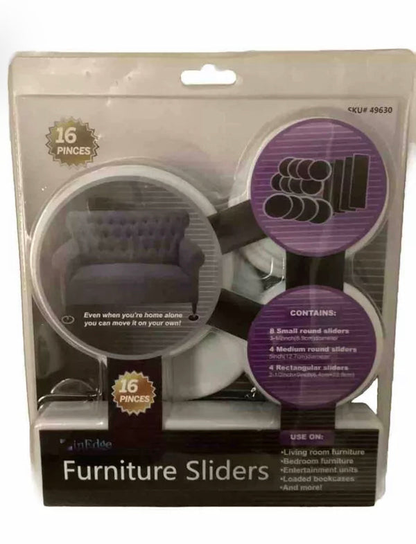 16 Piece Furniture Sliders - Heavy Objects Moving Aid - 3 Sizes Included