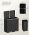 SONGMICS 2 x 10.6 Gallon Garbage Trash Can 2 Compartments Foot Pedal Soft Close Lid - Black