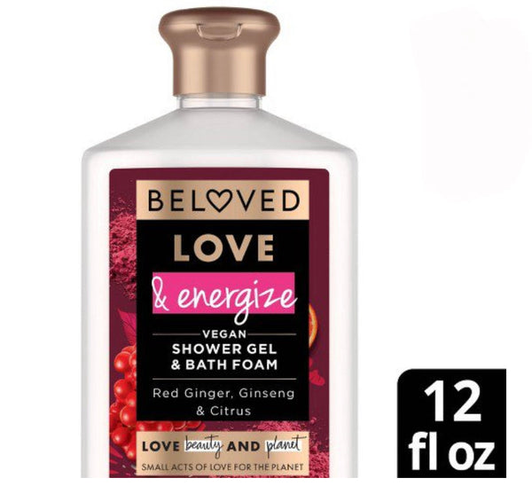 beloved love & energize vegan shower gel & bath foam 12oz