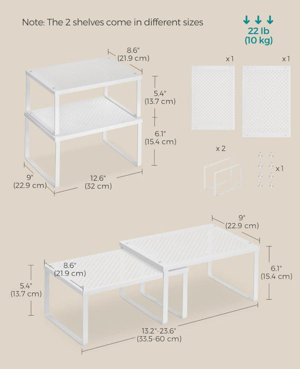 Songmics Storage Shelf Cabinet Shelf Organizer 2pk