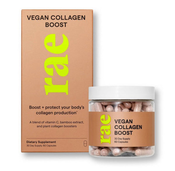 rae vegan collagen boost dietary supplement capsules for natural collagen production 60ct