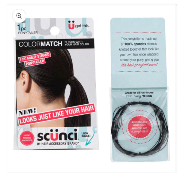 Scunci by Conair Color Match Multi-Stand Ponytailer Black
