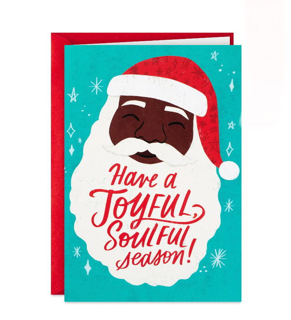 Hallmark Mahogany Christmas Greeting Card Assortment (16 Cards and Envelopes) Joyful Soulful Season, Black Santa Claus