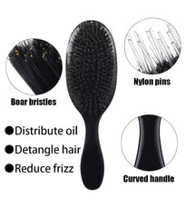 Miracle Girl Boar Bristle Paddle Brush - Black