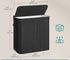 SONGMICS 39.6-Gallons Bamboo Laundry Hamper 3 Section w/ Lid & Handles - Black
