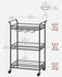 VASAGLE 24" Bar Cart Black Large Home Bar Serving Cart w/ 3-Tier Mirrored Shelves - Black