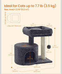 Feandrea SmallCat Tree Cat Tower Kittens Condo - Smoky Gray