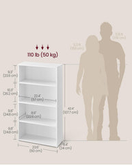 VASAGLE 4-Tier Bookshelf Storage Organizer - White
