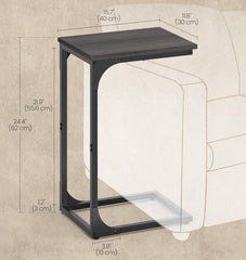 VASAGLE 15.7" C-Shaped End Table Small Sofa Side w/ Metal Frame - Charcoal Gray