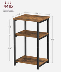 VASAGLE Side Small End Table Tall Nightstand w/ Steel Frame - Brown