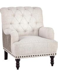 VASAGLE Tufted Faux Accent Chair Ivory / Taupe Finish