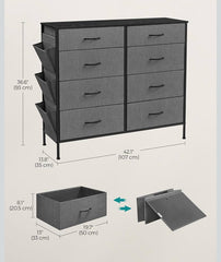 SONGMICS 8 Dresser Chest Side Pockets Drawer Dividers Fabric Storage Organizer - Gray