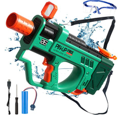 Electric Water Gun Rechargeable Battery & 800cc High Capacity Long Distance Automatic Water Guns up to 32 FT Range - Green
