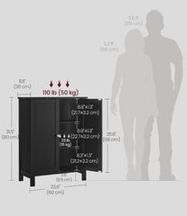 VASAGLE Bathroom Floor Storage Cabinet w/ 2 Adjustable Shelves - Ink Black