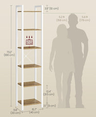 VASAGLE 6-Tier Bookshelf Bookcase Book Shelf w/ Steel Frame - Honey Brown / Matte White