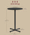 VASAGLE Round Bar High Top Bar Pub Table w/ Metal Frame & Cross Base - Black