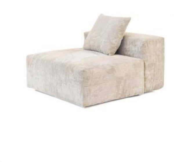 Armless 1-Seat  Modular Sectional Sofa Cloud Couch with Pillows  49"L x 43"W x 25"H - Linen White
