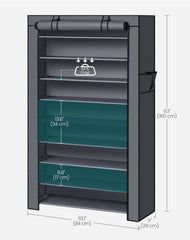 SONGMICS 10-Tier Shoe Rack w/ Cover Storage Cabinet for 40-50 Pairs - Gray