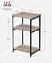 VASAGLE 3 Tier Side Small End Table Tall Nightstand w/ Steel Frame - Greige / Black
