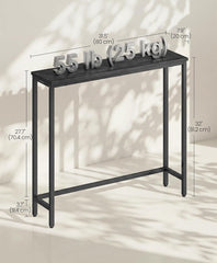 VASAGLE 31.5" Console Table Narrow Behind Couch Table - Charcoal Gray