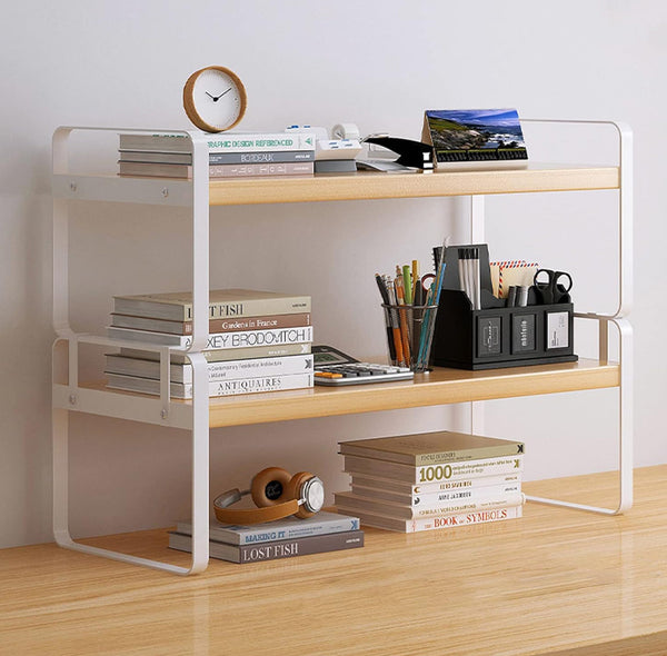 Cabinet Organizers Shelf Spice Rack Kitchen Counter Shelves Kitchen Storage Set of 2 - White