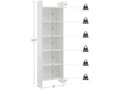 6-Tier Bookshelf 66.9 Inches Floor Standing Bookcase Display Storage Shelf - White