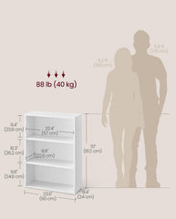 VASAGLE 3-Tier Bookshelf Storage Organizer - White