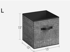 SONGMICS 13" Foldable Storage Cube Non-Woven Fabric Bins w/ Double Handles Set of 6 - Classic Black