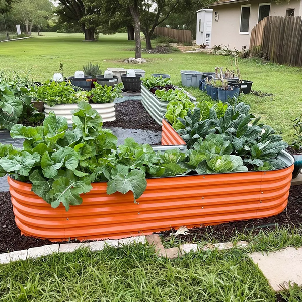 17" Tall Metal Raised Garden Bed (10 in 1) Vibrant Orange
